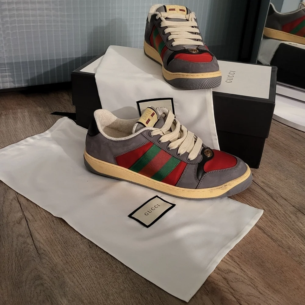 Gucci Men's Gray and Red Sneakers